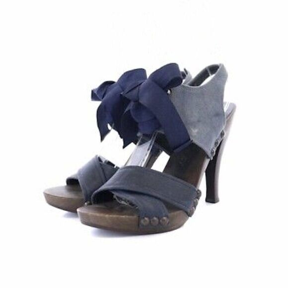 Stella McCartney Blue Denim Lace Up High Heels Sandals Women's Sz EU 41 US 10.5 - Picture 1 of 8